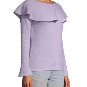 QI CASHMERE
Flounced Cashmere Lavender‎ Ruffle Sweater NWOT